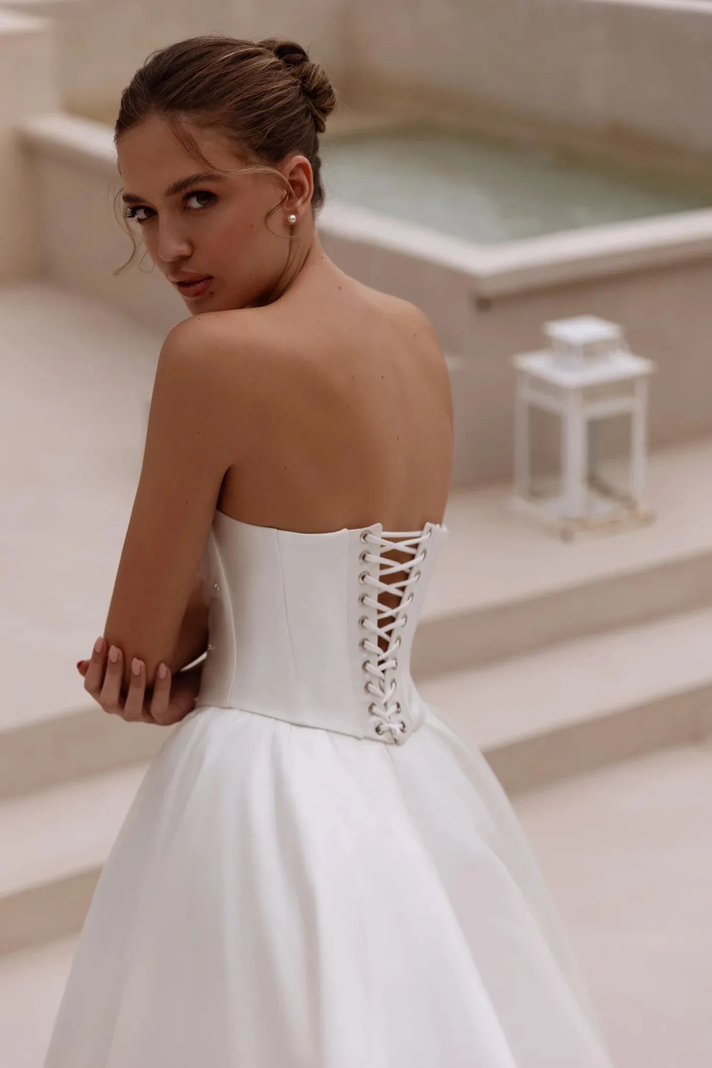 Simple Strapless A-Line Wedding Dresses Lace-up Princess Draped Wedding Party Bridal Gown Open Back Vestidos de Novia - Image 4