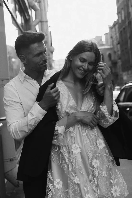 Long-Sleeve Lace Wedding Dress Vestido De Novia Satin Mermaid Princess Bridal Gown Bow Simple Court Train Dress - Image 4