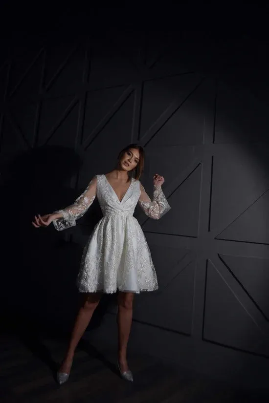 Long-Sleeve Lace Wedding Dress Vestido De Novia Satin Mermaid Princess Bridal Gown Bow Simple Court Train Dress - Image 5