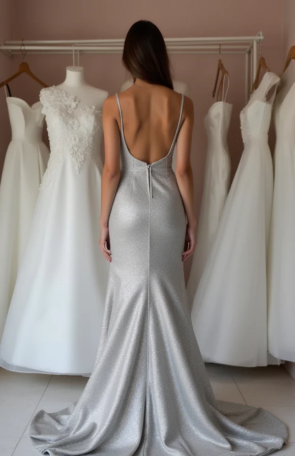 Simple White A-Line Bridal Gown with Satin Finish and Sleek Modern Fit - Image 3