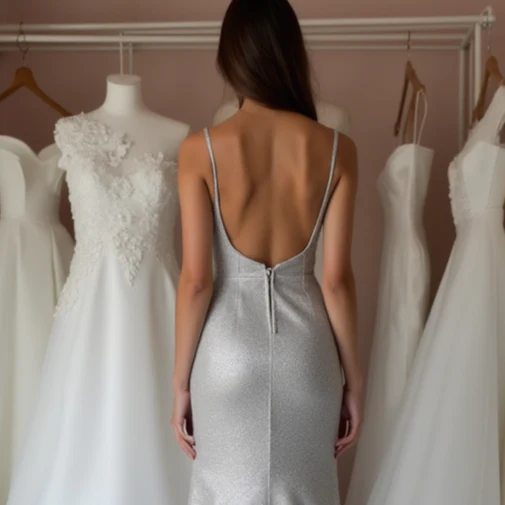 Simple White A-Line Bridal Gown with Satin Finish and Sleek Modern Fit - Image 5
