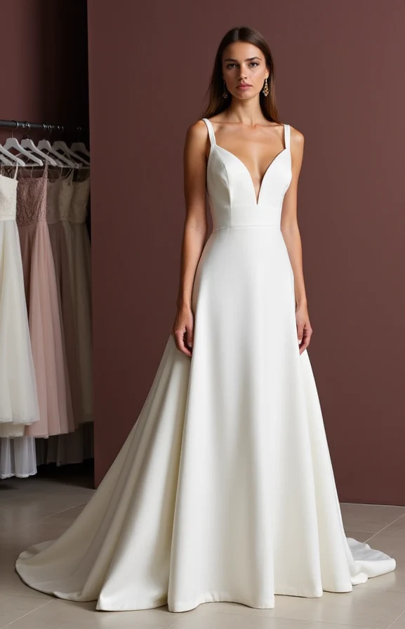 Soft A-Line White Wedding Dress with Draped Layers for an Effortless Style - Image 2
