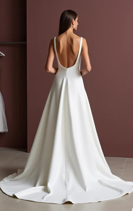 Soft A-Line White Wedding Dress with Draped Layers for an Effortless Style - Image 3