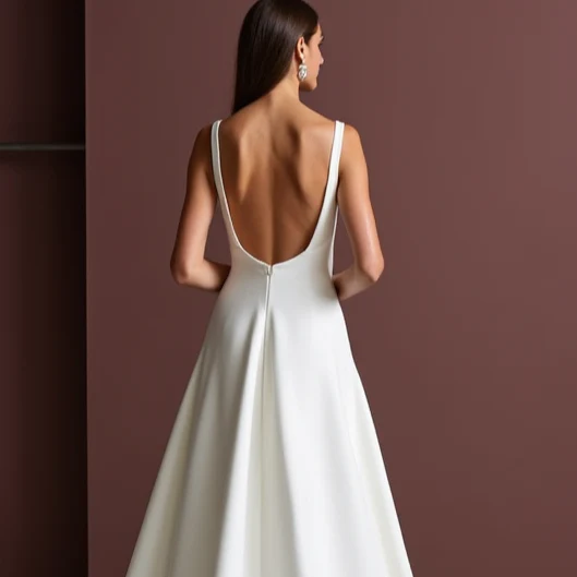 Soft A-Line White Wedding Dress with Draped Layers for an Effortless Style - Image 5