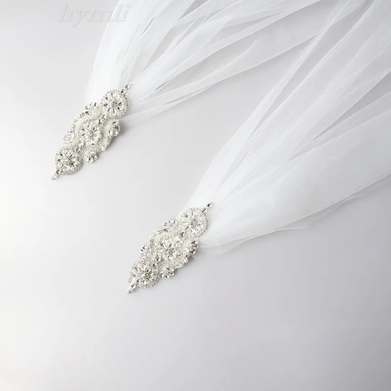 Soft Bridal Cape Veil with Diamond Appliques on Shoulder Wedding Cloak Elegant Bridal Accessory - Image 2