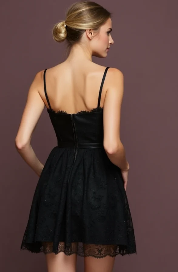Sophisticated Black Evening Dress and Prom Gown with a Sparkling Waistline for Extra Shine - Image 3
