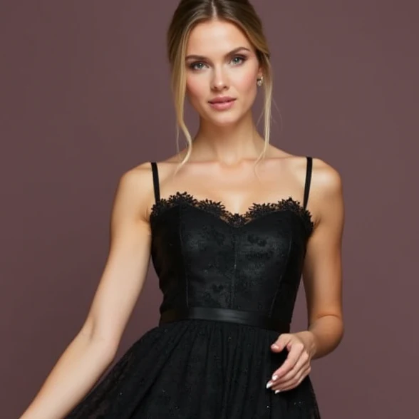 Sophisticated Black Evening Dress and Prom Gown with a Sparkling Waistline for Extra Shine - Image 4