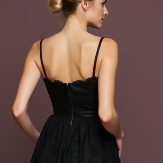Sophisticated Black Evening Dress and Prom Gown with a Sparkling Waistline for Extra Shine - Image 5
