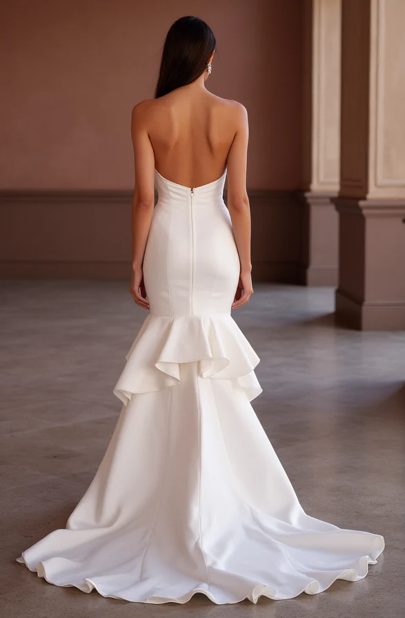 Sophisticated Mermaid Wedding Dress with a Sheer Lace Bodice for Elegance - Image 3