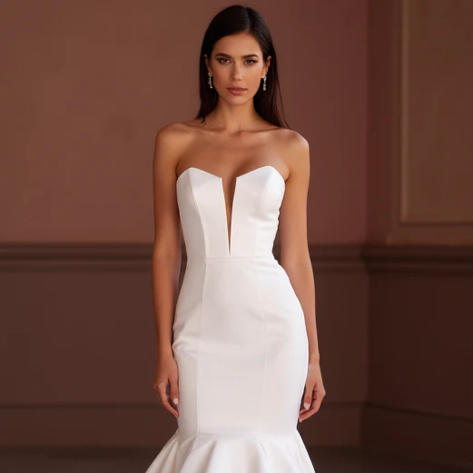 Sophisticated Mermaid Wedding Dress with a Sheer Lace Bodice for Elegance - Image 4