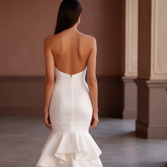 Sophisticated Mermaid Wedding Dress with a Sheer Lace Bodice for Elegance - Image 5