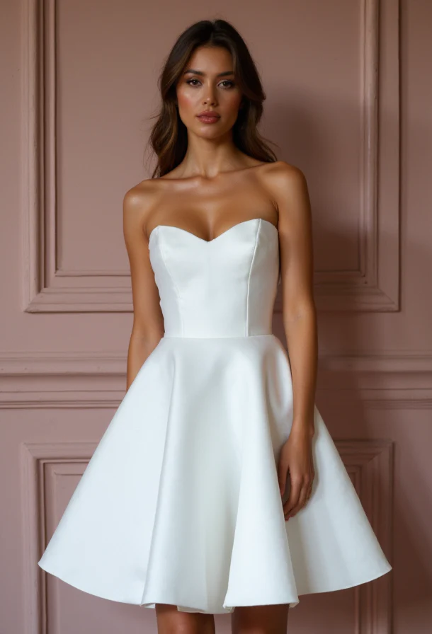Sophisticated Mini Short Wedding Dress with a High Neckline for a Chic and Modest Look - Image 2