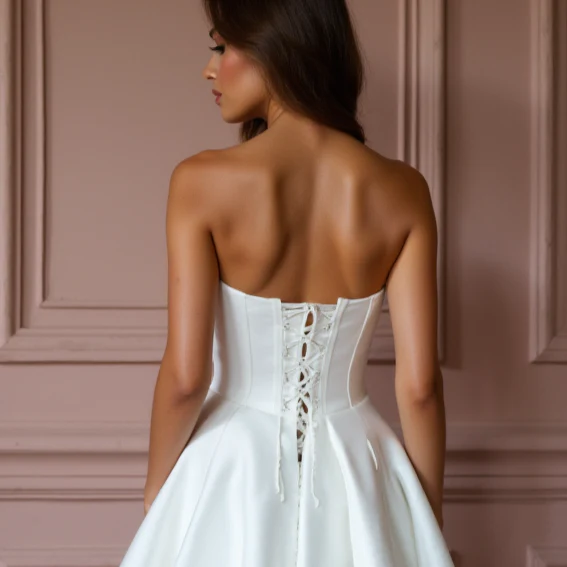 Sophisticated Mini Short Wedding Dress with a High Neckline for a Chic and Modest Look - Image 5