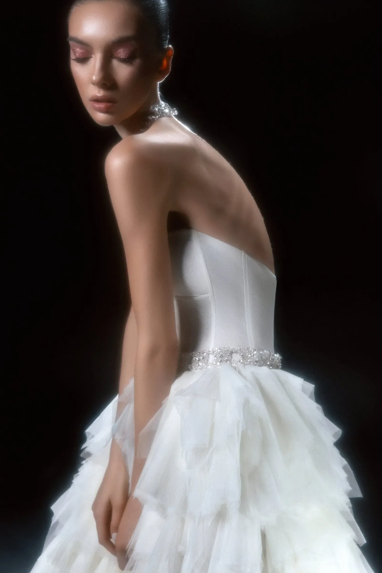 Sophisticated Modern Wedding Dress with Long Sleeves, Sweetheart Neckline & Sparkling Sequins Embellishments for a Glamorous and Elegant Bridal Look - Image 2
