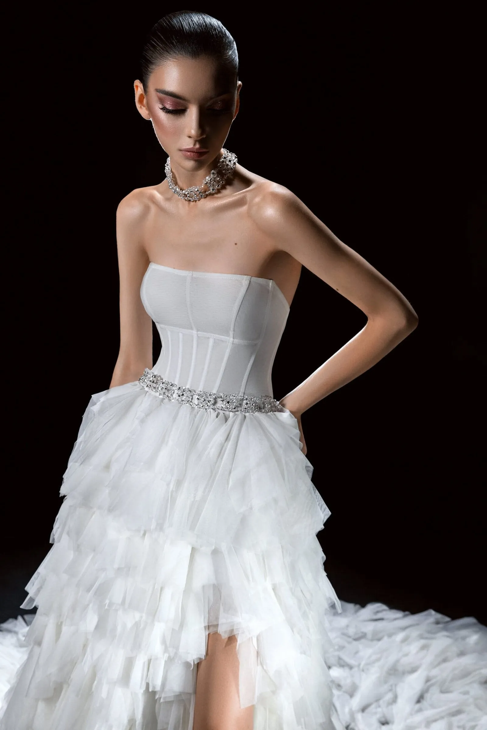 Sophisticated Modern Wedding Dress with Long Sleeves, Sweetheart Neckline & Sparkling Sequins Embellishments for a Glamorous and Elegant Bridal Look - Image 3