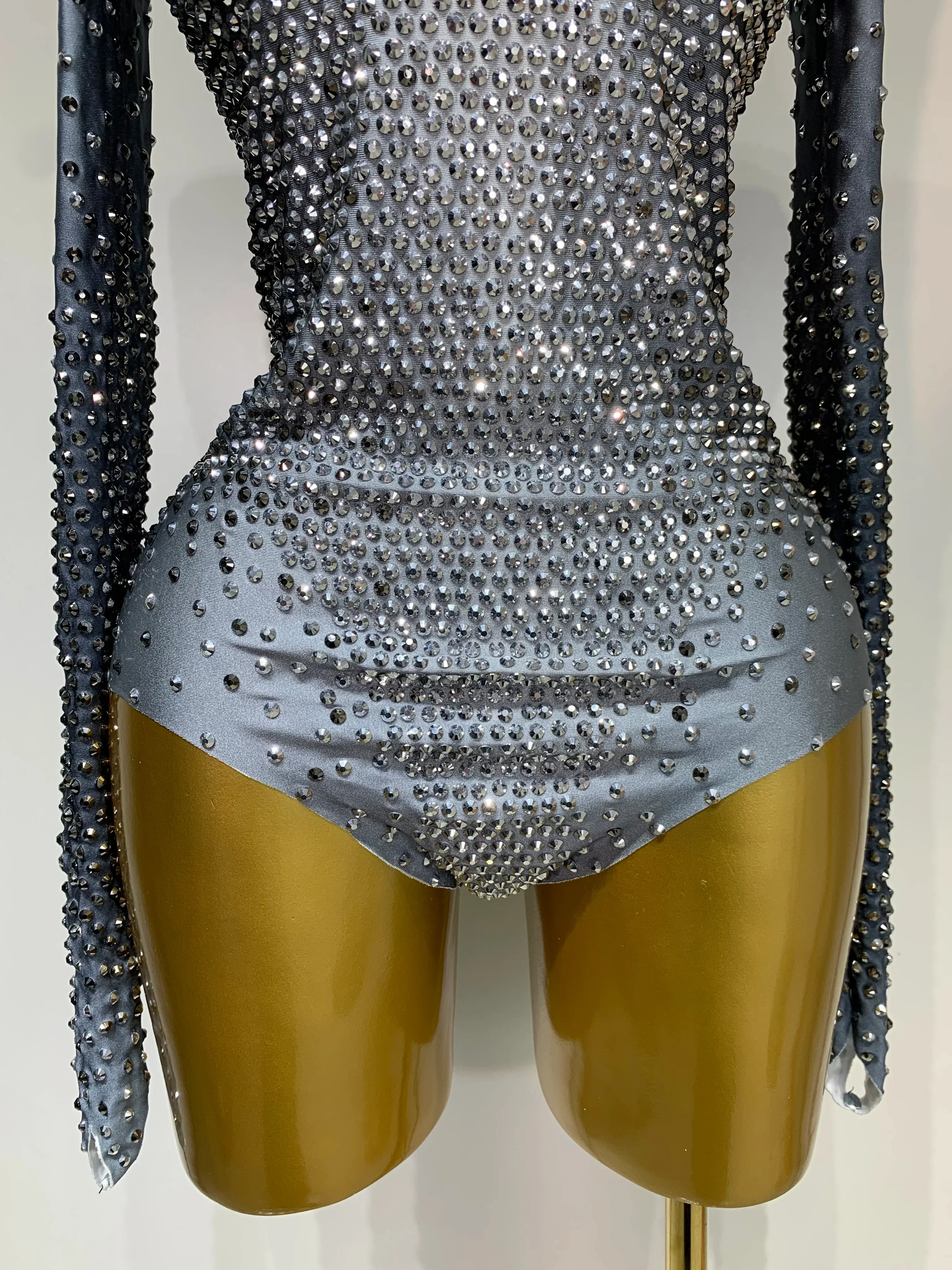 Sparkle Silver Rhinestones Stretch Bodysuits Women Luxury Birthday Evening Party Sexy Nightclub Singer Stage Costume - Image 6