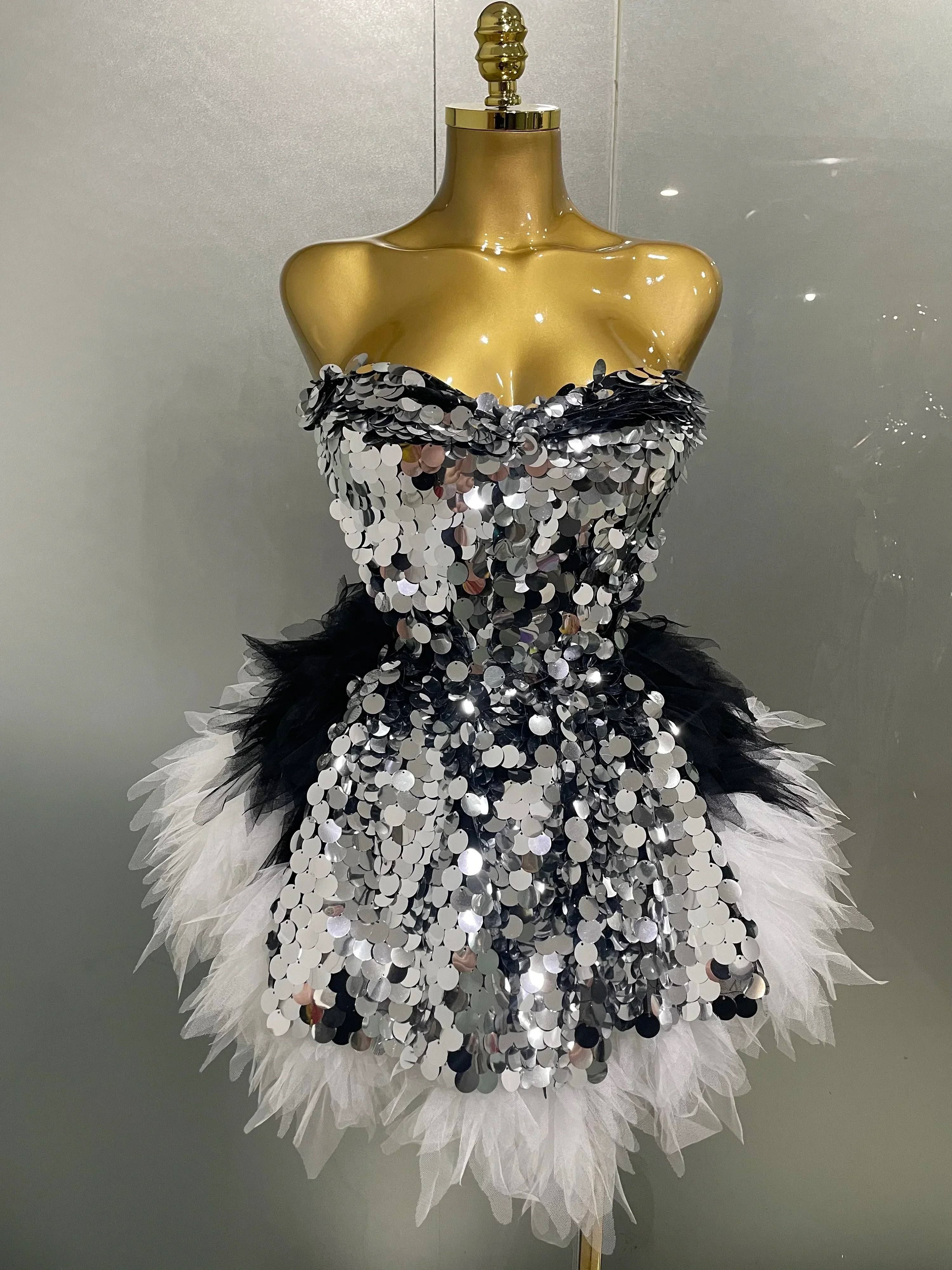 Sparkly Black Sequins Two Pieces Set  Women Party Evening Prom Celebrate Birthday Dress Nightclub Photo Shoot Stage Costume - Image 8