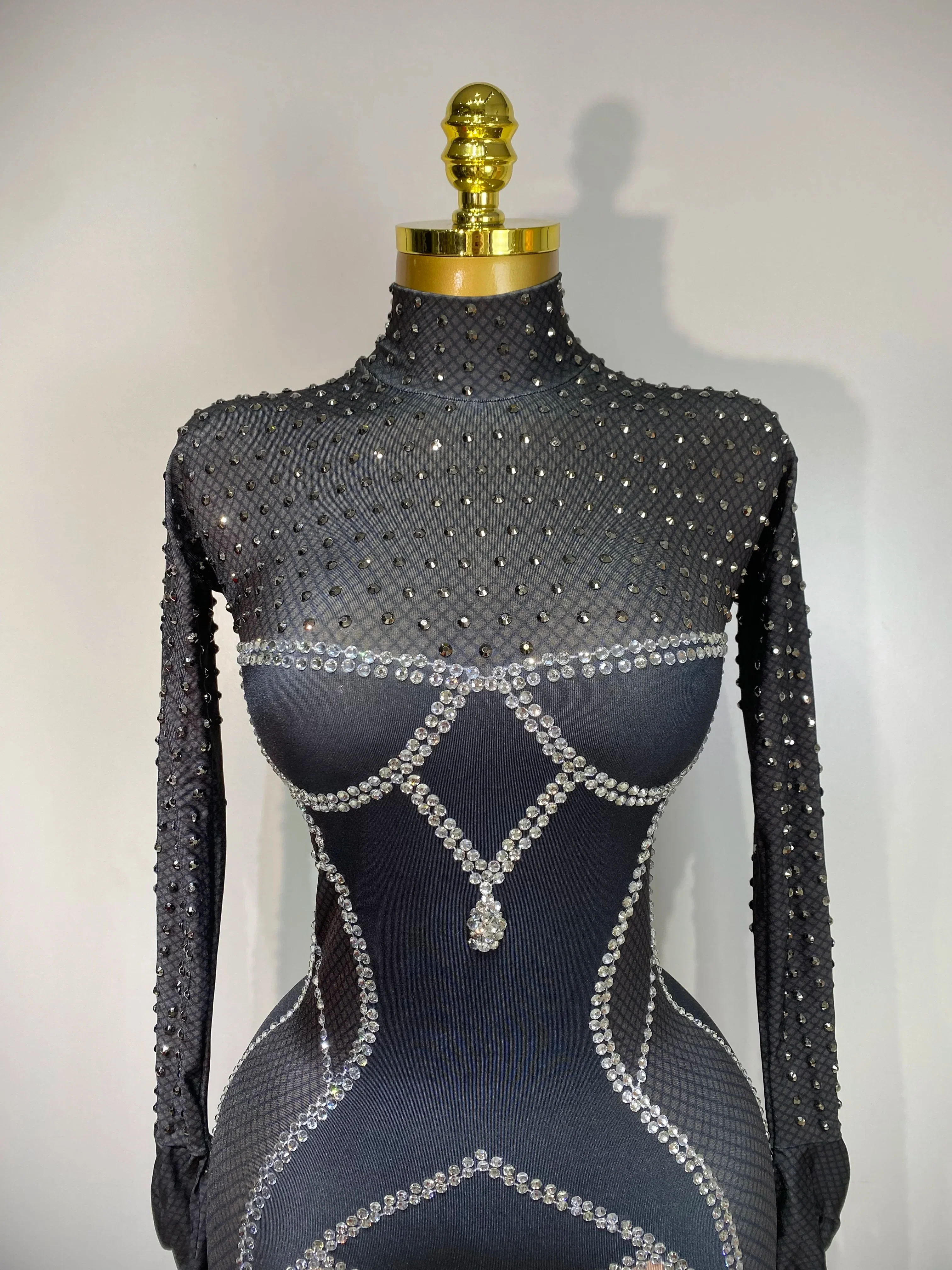 Sparkly Diamond Women Sexy Bodycon Jumpsuit Nightclub Bar Party Show Gogo Dancer Clothing Drag Queen Outfit Stage Costume - Image 5