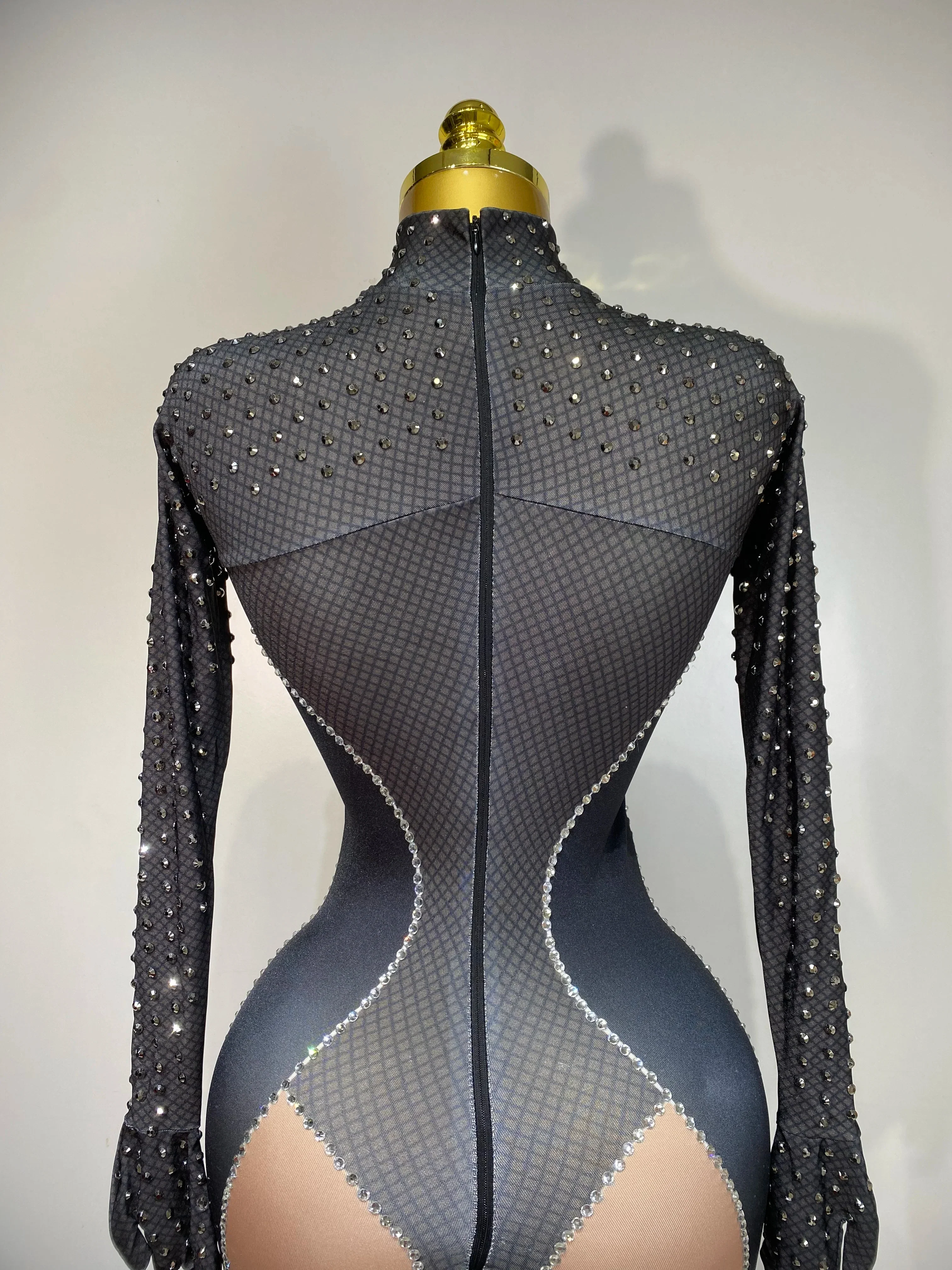 Sparkly Diamond Women Sexy Bodycon Jumpsuit Nightclub Bar Party Show Gogo Dancer Clothing Drag Queen Outfit Stage Costume - Image 6