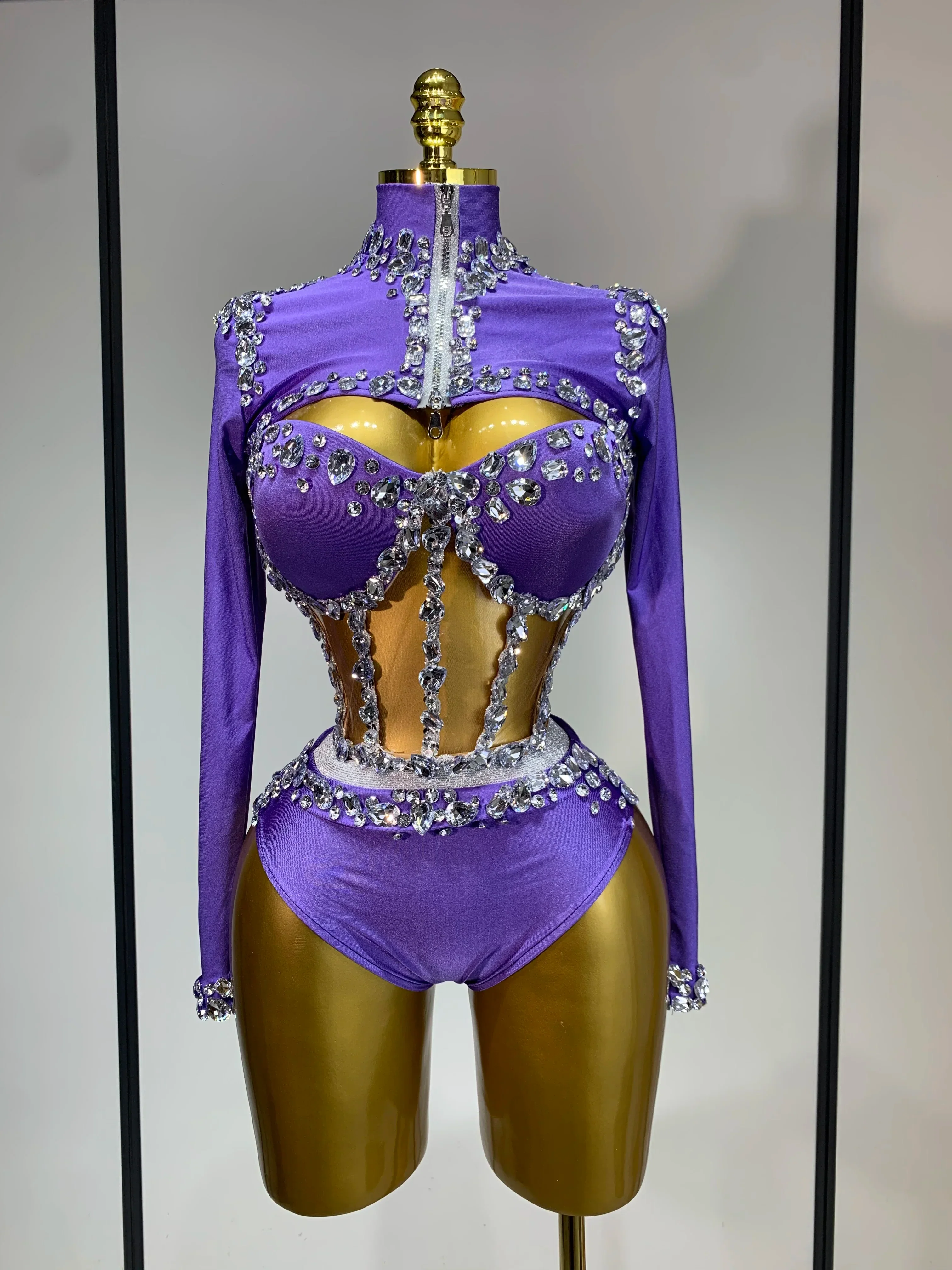 Sparkly Diamonds Three Pieces Set Stage Performance Women Designer Nightclub Birthday Party Singer Stage Activity Outfit