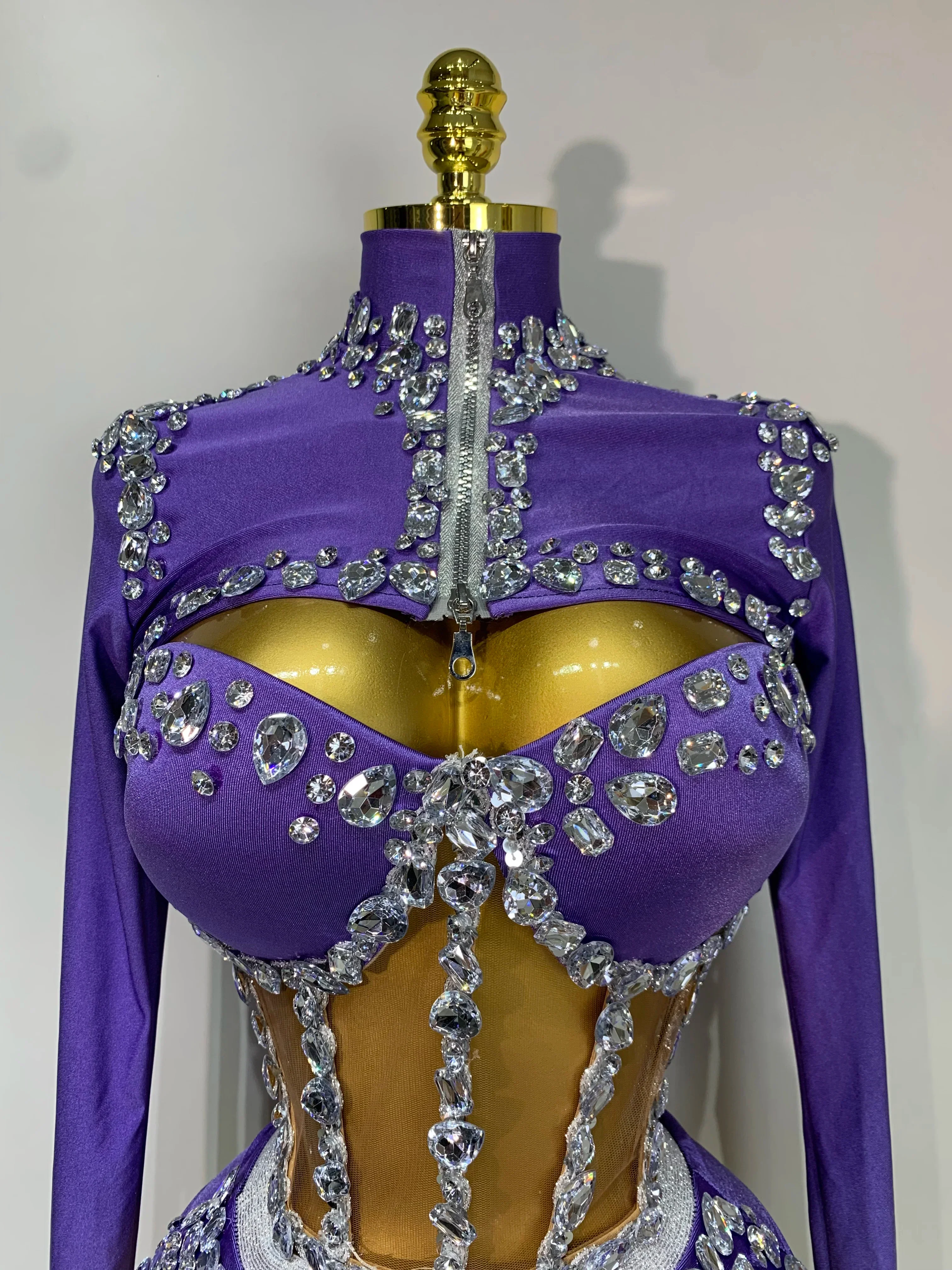 Sparkly Diamonds Three Pieces Set Stage Performance Women Designer Nightclub Birthday Party Singer Stage Activity Outfit - Image 5