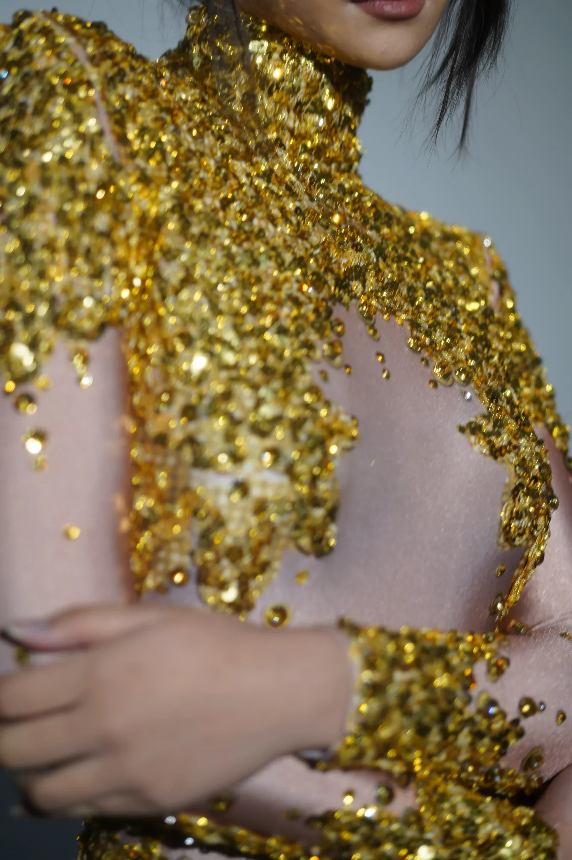 Sparkly Gold Silver Rhinestone Sequin Stretch Bodysuits  Women Birthday Party Nightclub Dancer Stage Performance Costume - Image 2