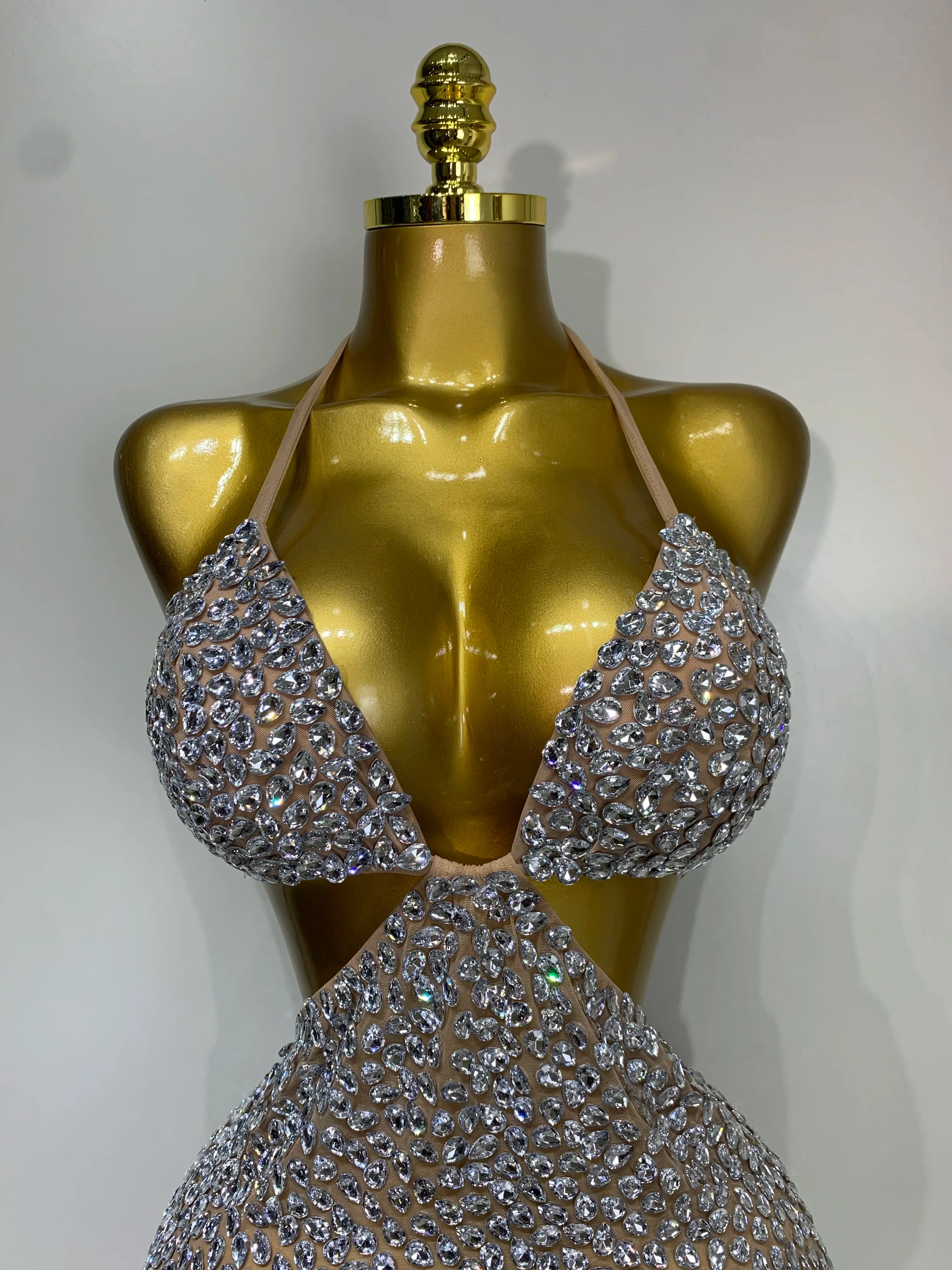 Sparkly Luxury Crystal Rhinestones Sexy Backless Bodycon Dress Women Singer Stage Outfit Celebrity Elegant Birthday Costume - Image 5
