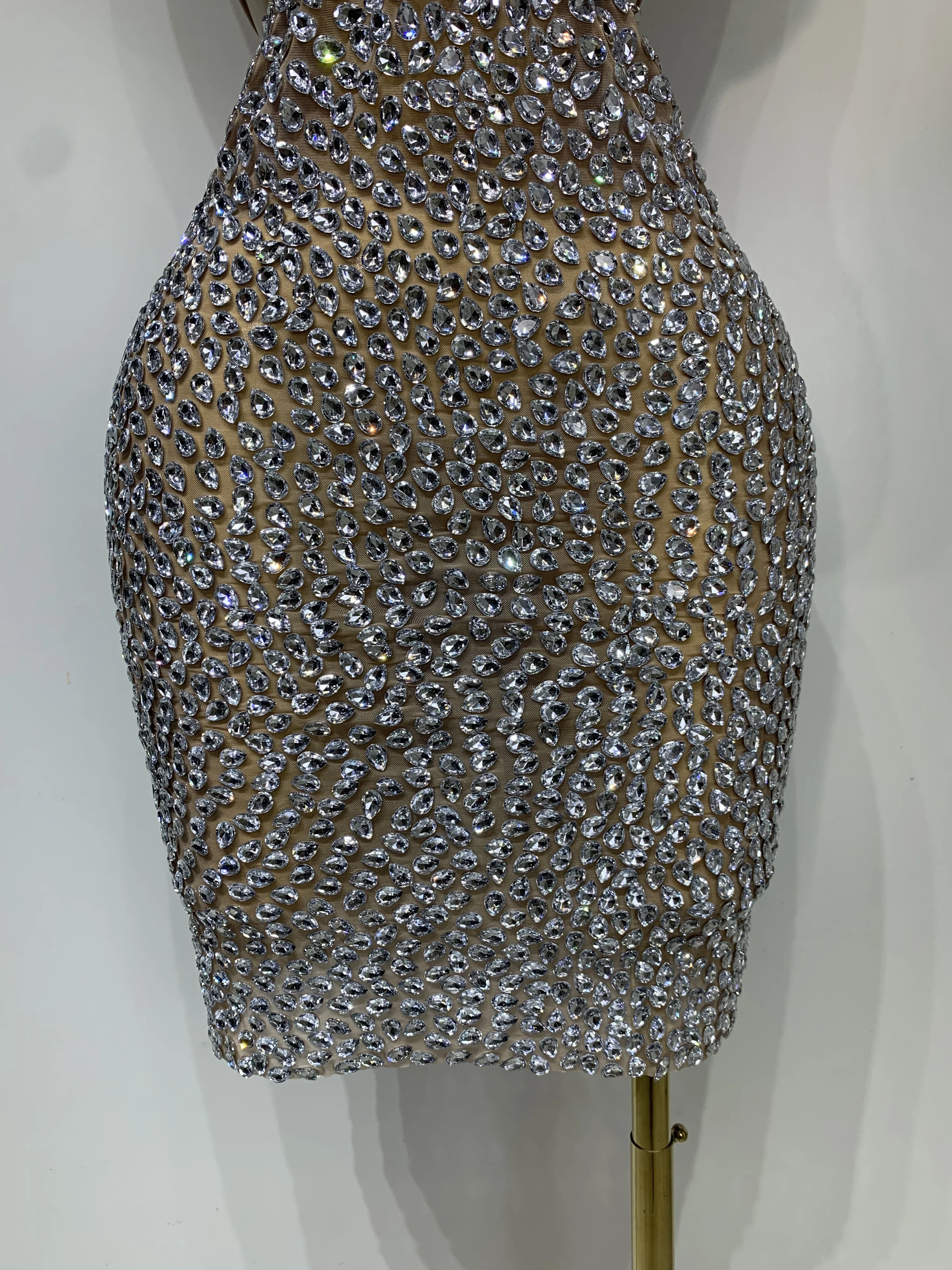 Sparkly Luxury Crystal Rhinestones Sexy Backless Bodycon Dress Women Singer Stage Outfit Celebrity Elegant Birthday Costume - Image 6