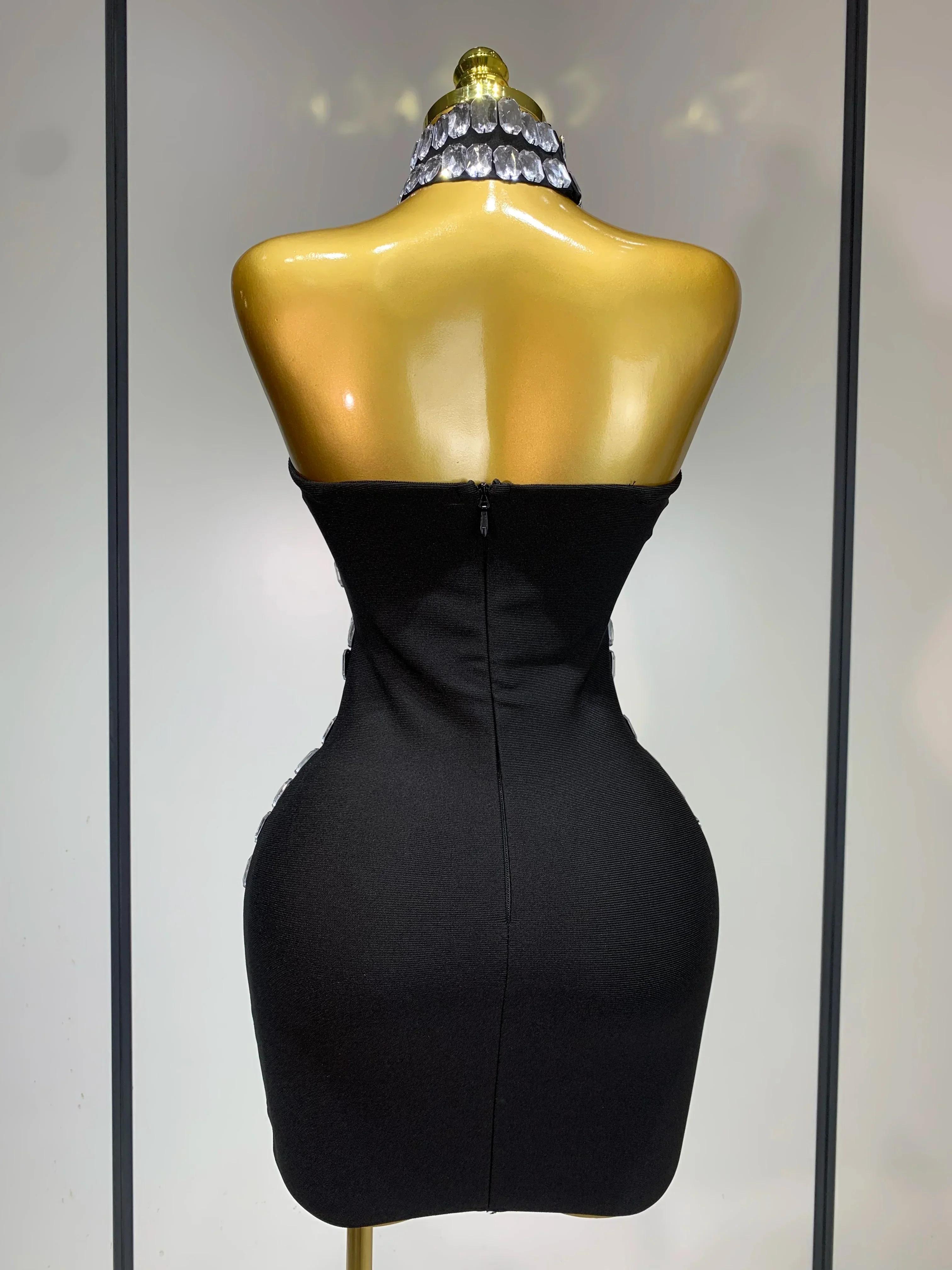 Sparkly Rhinestones Bodycon Strapless Mini Bandage Dress  Women Backless Fashion Evening Party Club Luxury Birthday Dresses - Image 4