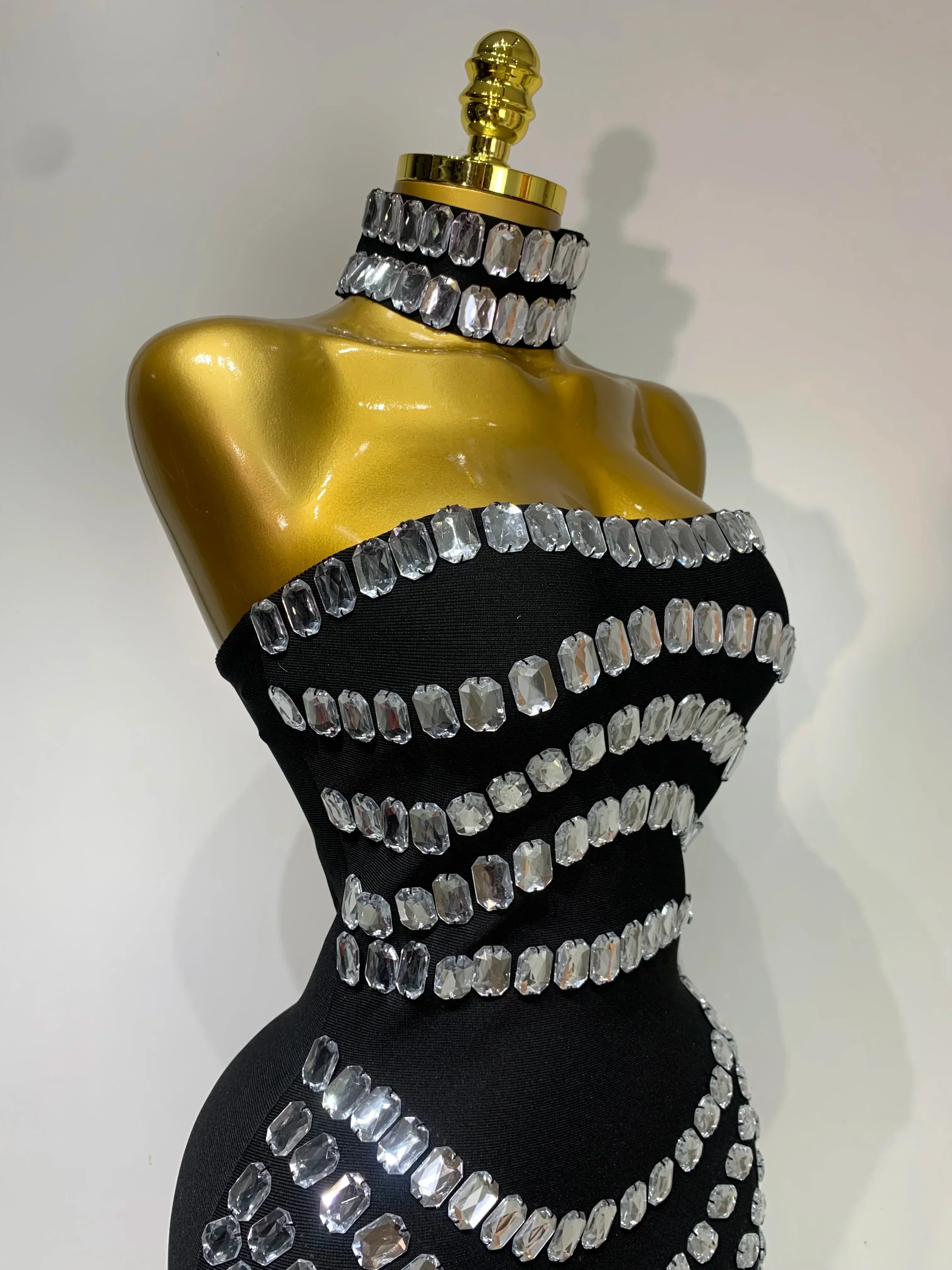 Sparkly Rhinestones Bodycon Strapless Mini Bandage Dress  Women Backless Fashion Evening Party Club Luxury Birthday Dresses - Image 5