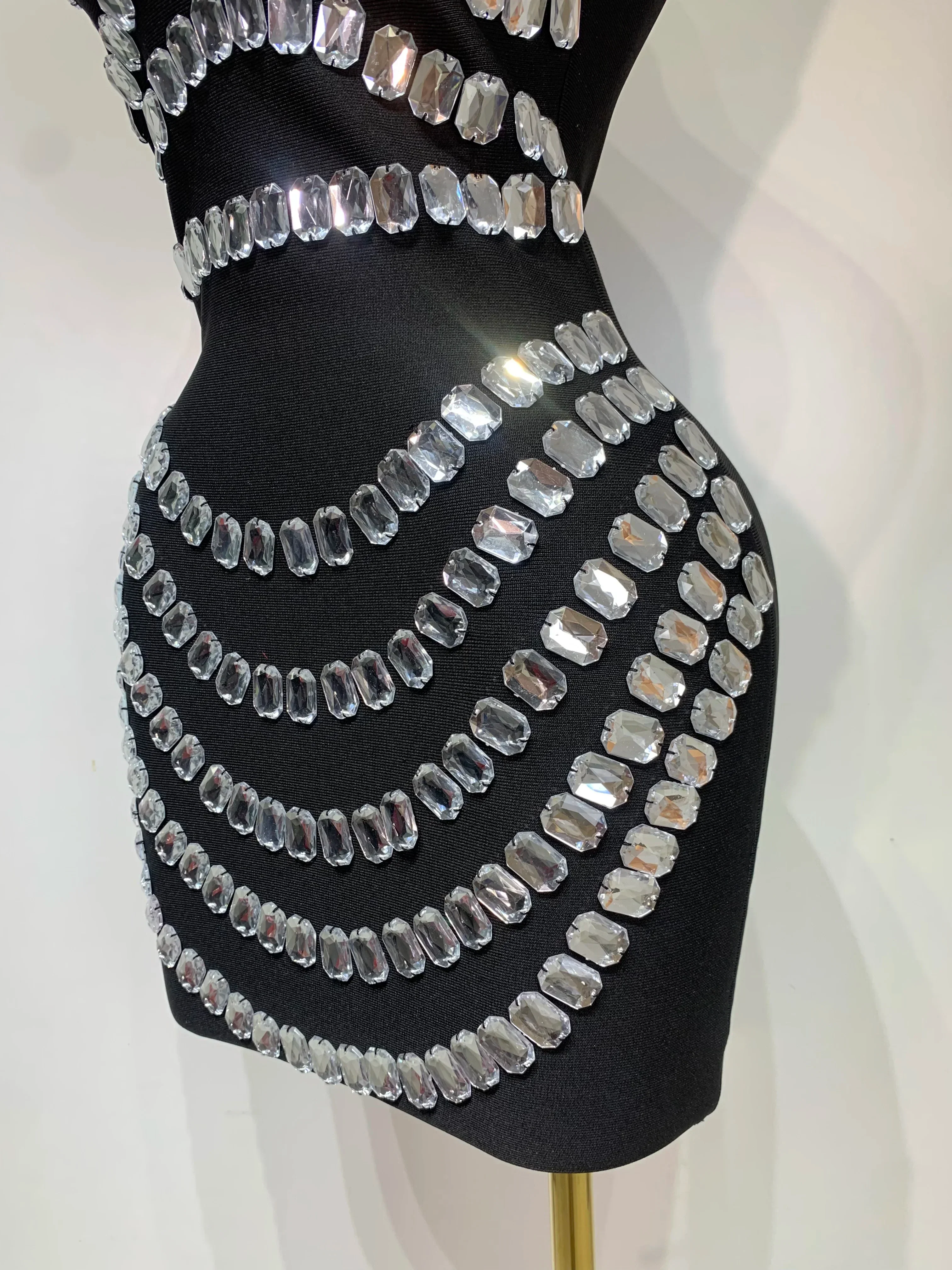 Sparkly Rhinestones Bodycon Strapless Mini Bandage Dress  Women Backless Fashion Evening Party Club Luxury Birthday Dresses - Image 6