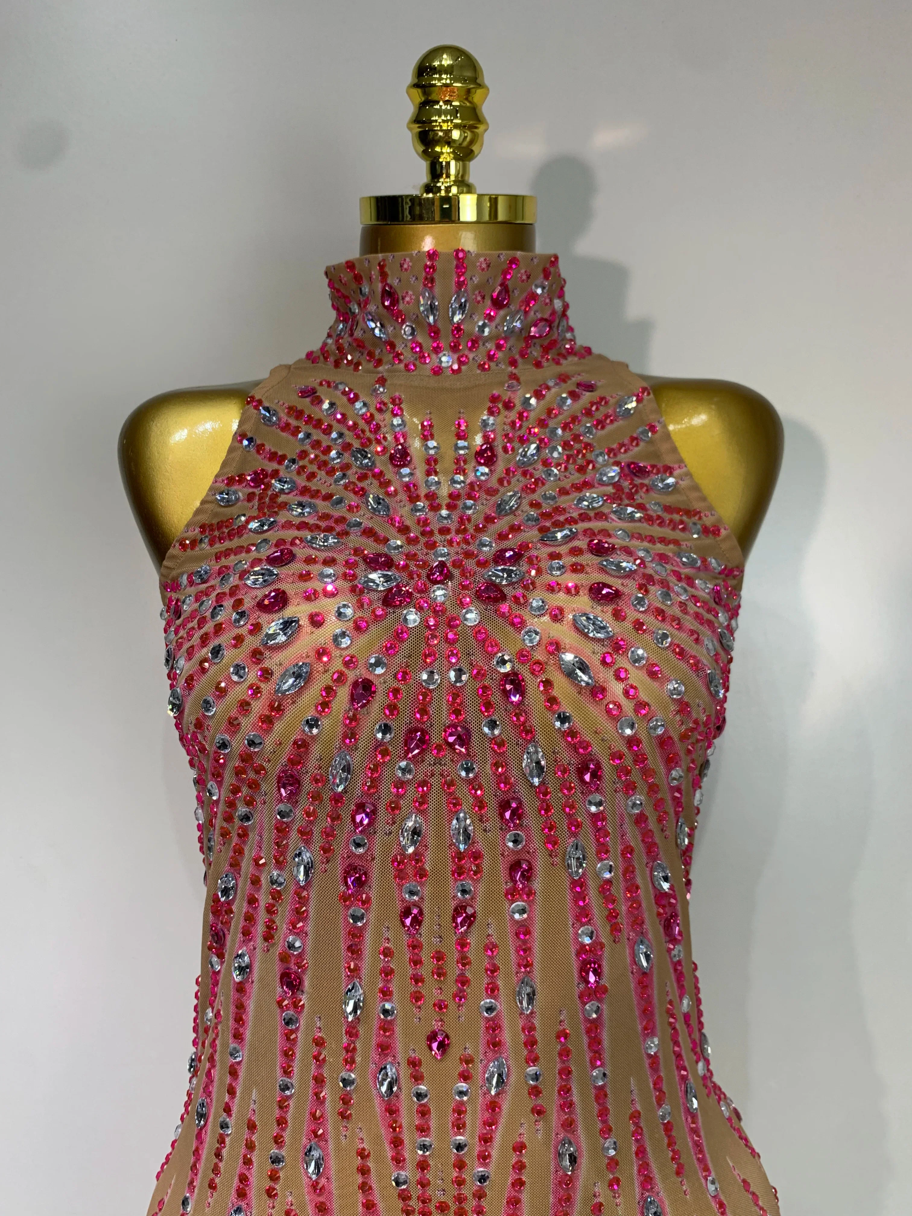 Sparkly Rhinestones Mesh See Through Jumpsuit Women Sexy Sleeveless Performance Dance Costume Birthday Nightclub Stage Outfit - Image 5