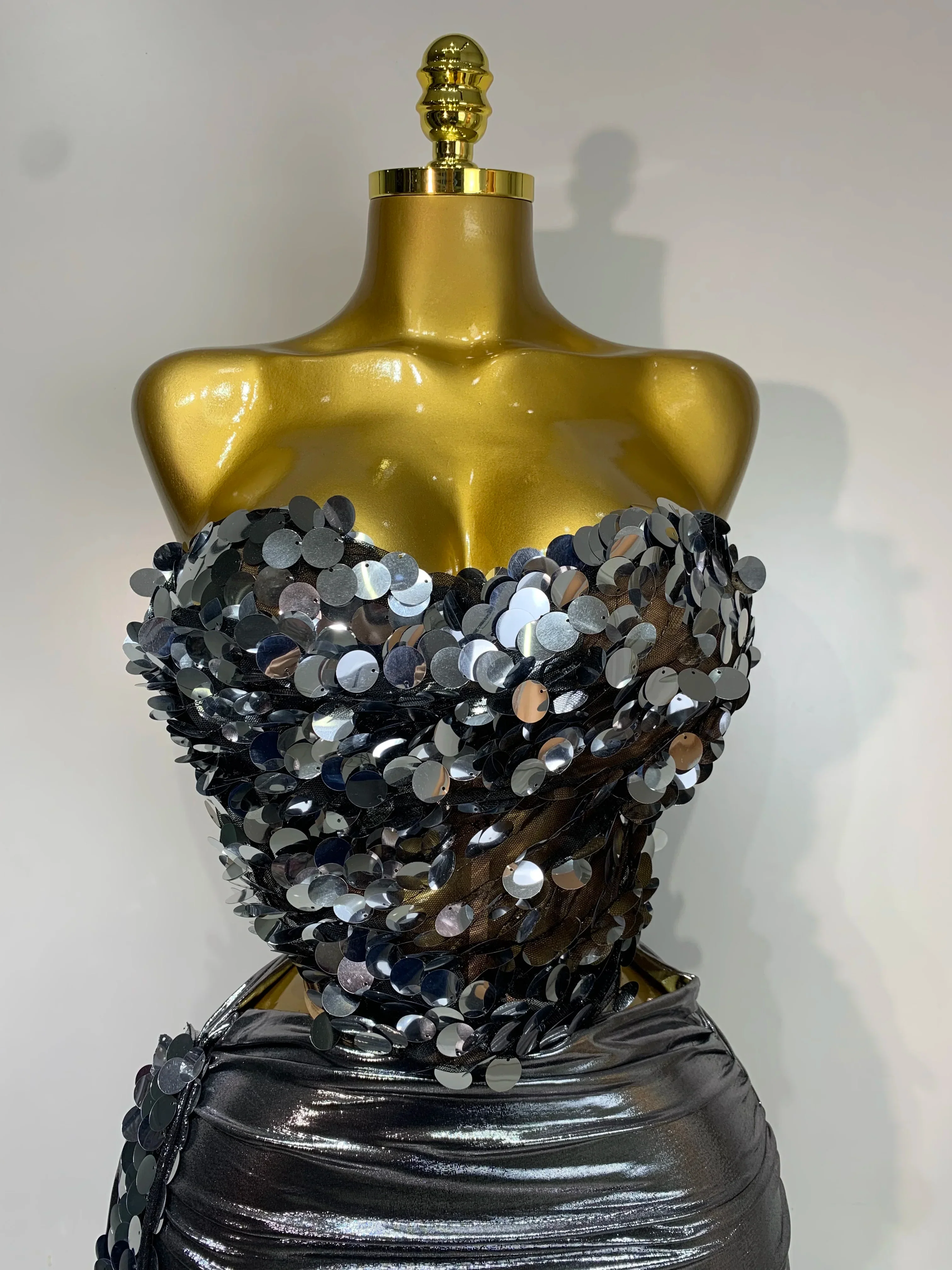 Sparkly Sequin Two Piece Set Sexy Strapless Backless Women's Outfit Evening Party Nightclub Stage Performance Dance Costume - Image 5