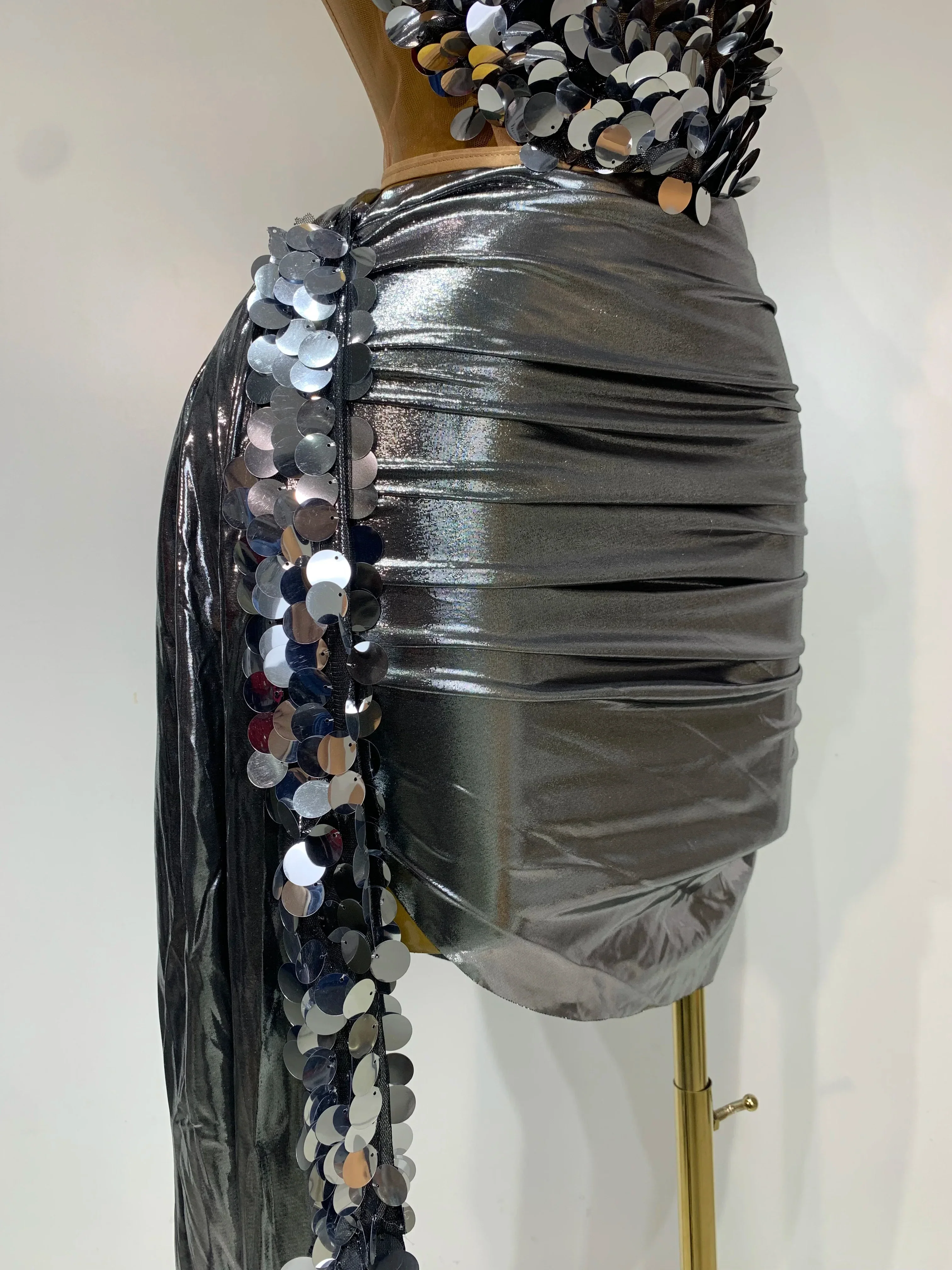 Sparkly Sequin Two Piece Set Sexy Strapless Backless Women's Outfit Evening Party Nightclub Stage Performance Dance Costume - Image 6