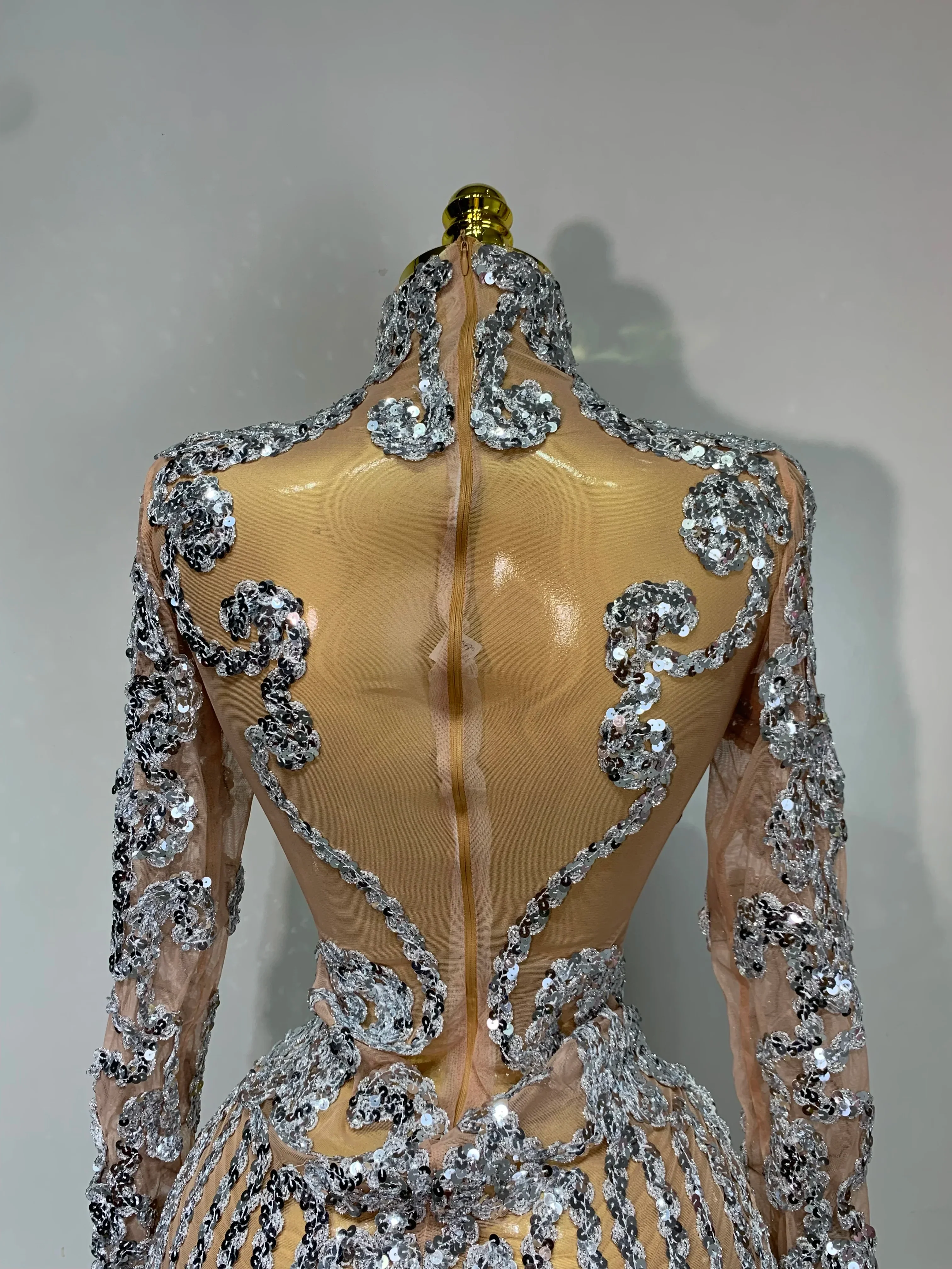 Sparkly Silver Gold Sequins Short Dress Sexy High Slit Women Nightclub Evening Party Dress Birthday Singer Stage Show Outfit - Image 5