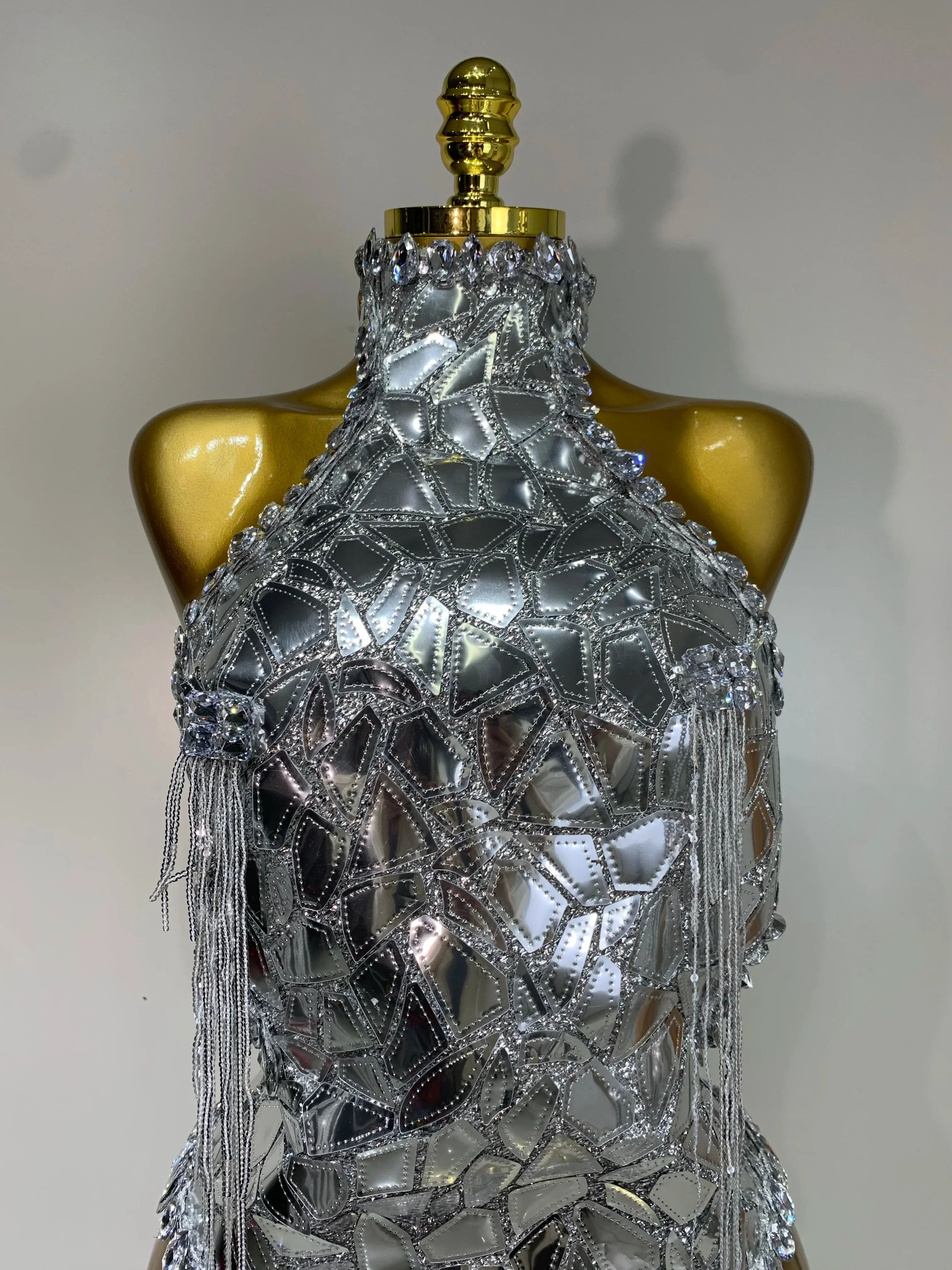 Sprakly Silver Bodysuit Sexy Two Pieces Outfit Dancer Birthday Evening Party Celebrate Performance Singer Stage Perform Outfit - Image 5