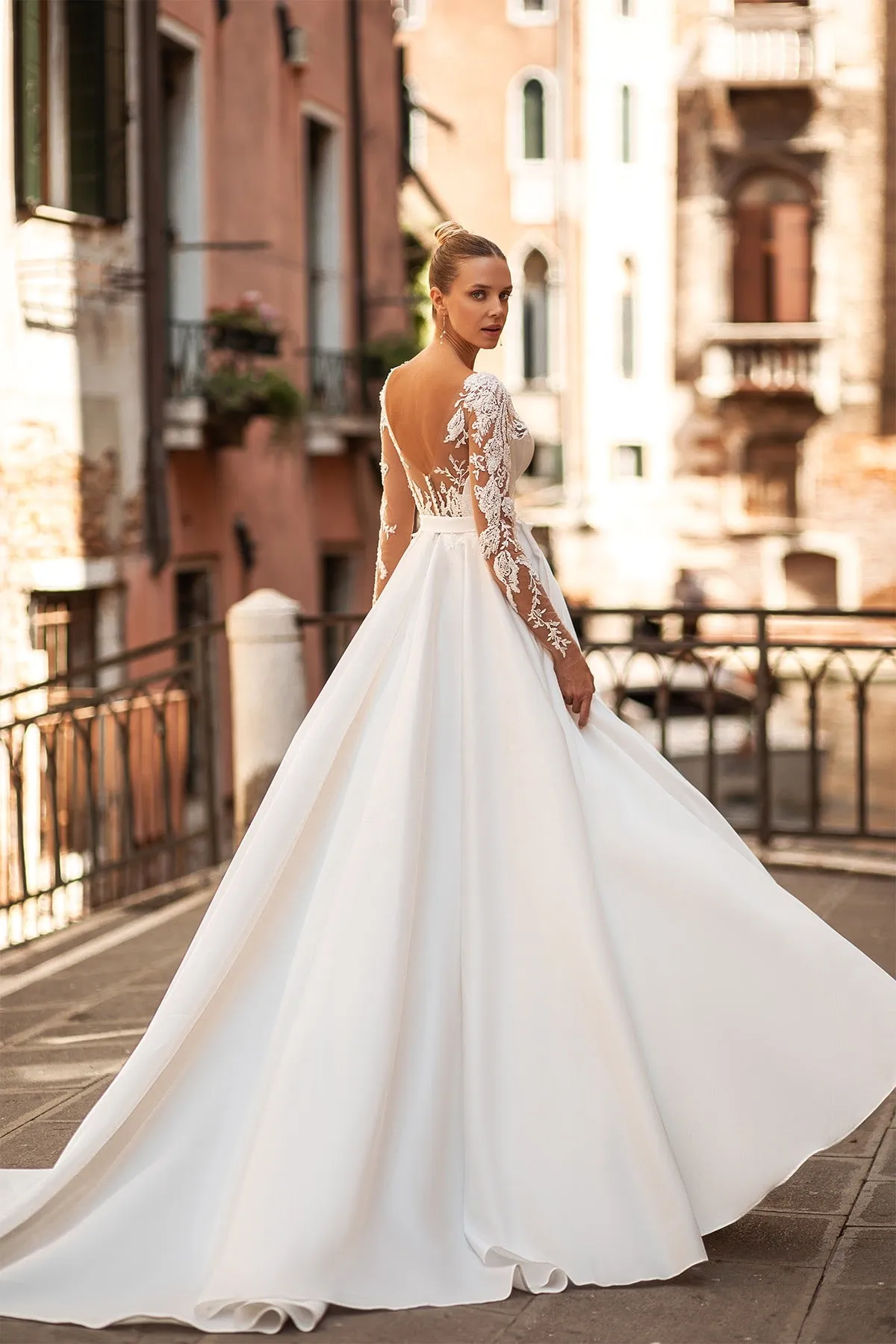 Side-Slit Civil Wedding Dress Mermaid Princess Vestido De Novia Modern Gown Bow Court Train Dress Satin - Image 3