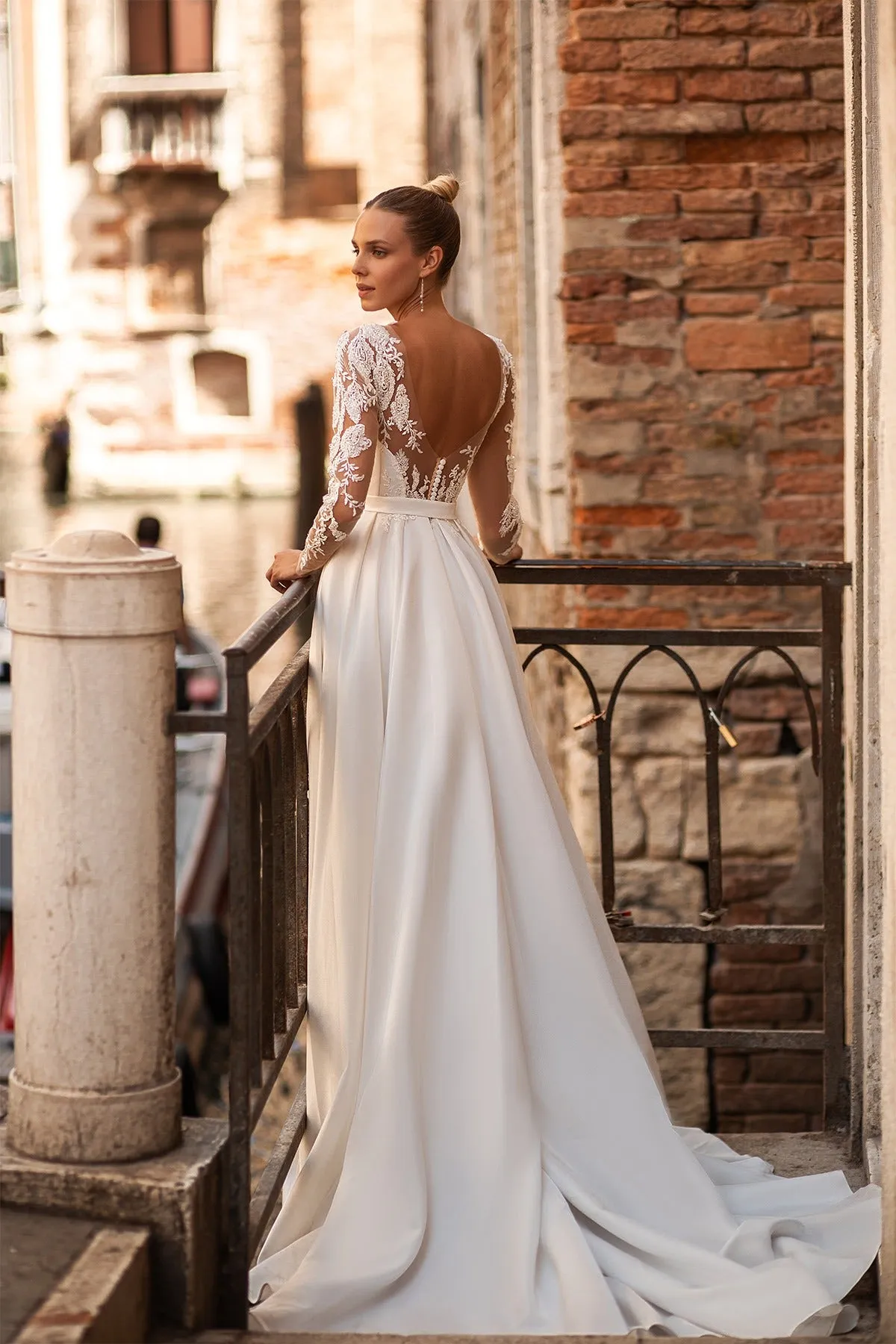 Side-Slit Civil Wedding Dress Mermaid Princess Vestido De Novia Modern Gown Bow Court Train Dress Satin - Image 5