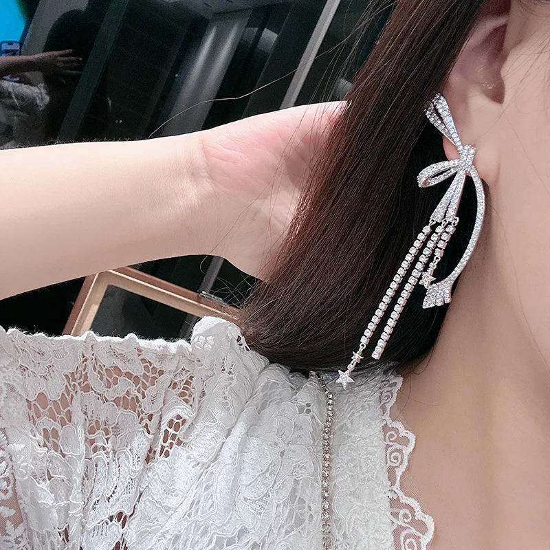 Star Long AAA Zircon Bridal Earrings CZ Cubic Zirconia Wedding Earring For Brides Accessories Women Birthday Gift Jewelry - Image 3