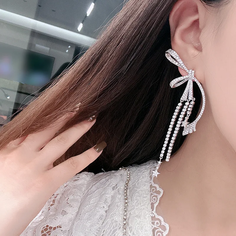 Star Long AAA Zircon Bridal Earrings CZ Cubic Zirconia Wedding Earring For Brides Accessories Women Birthday Gift Jewelry - Image 4