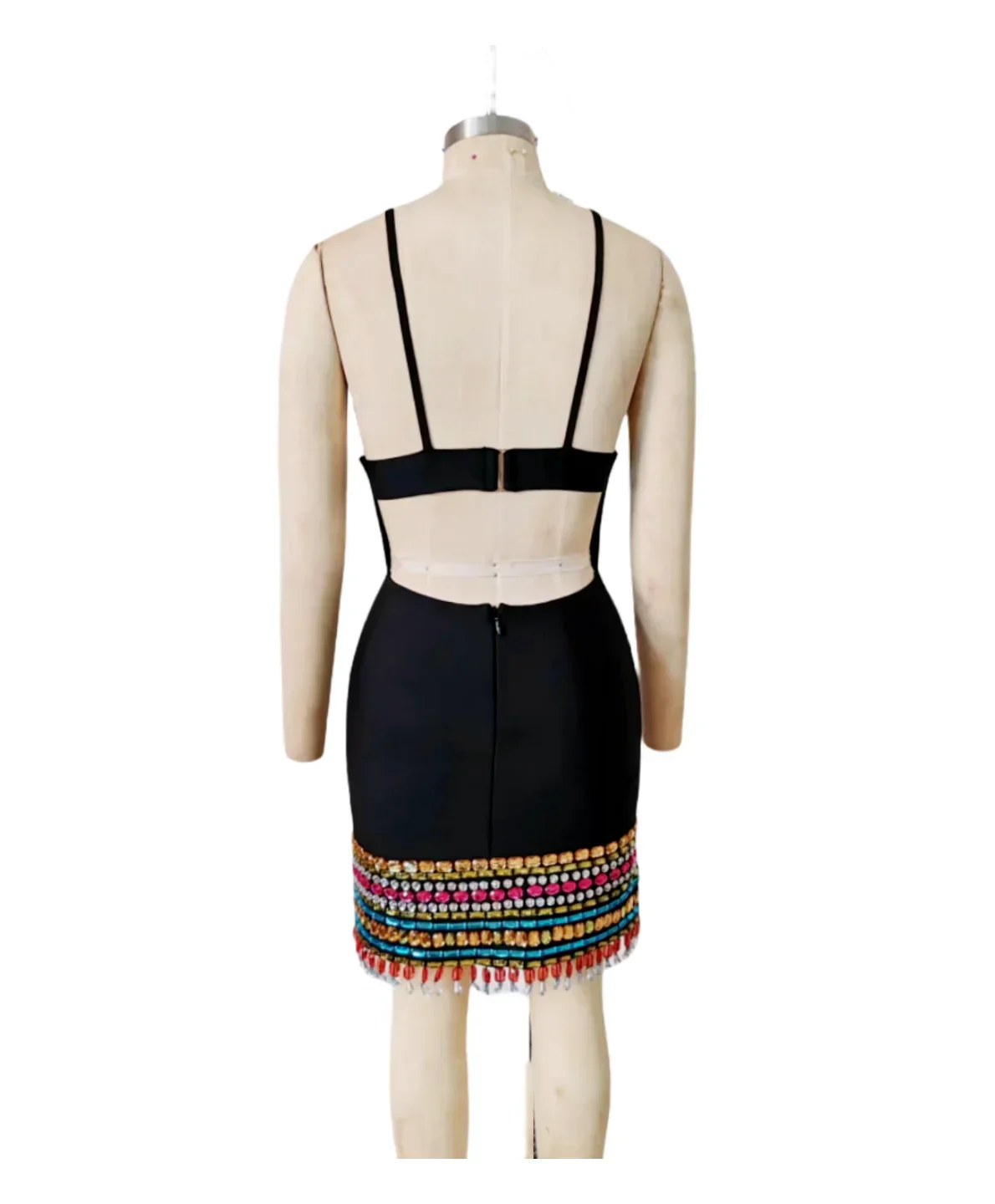 Colorful Diamonds Sexy V-Neck Spaghetti Strap Mini Bandage Dress Fashion Woman Evening Dress Holiday Vocation Vestido - Image 6