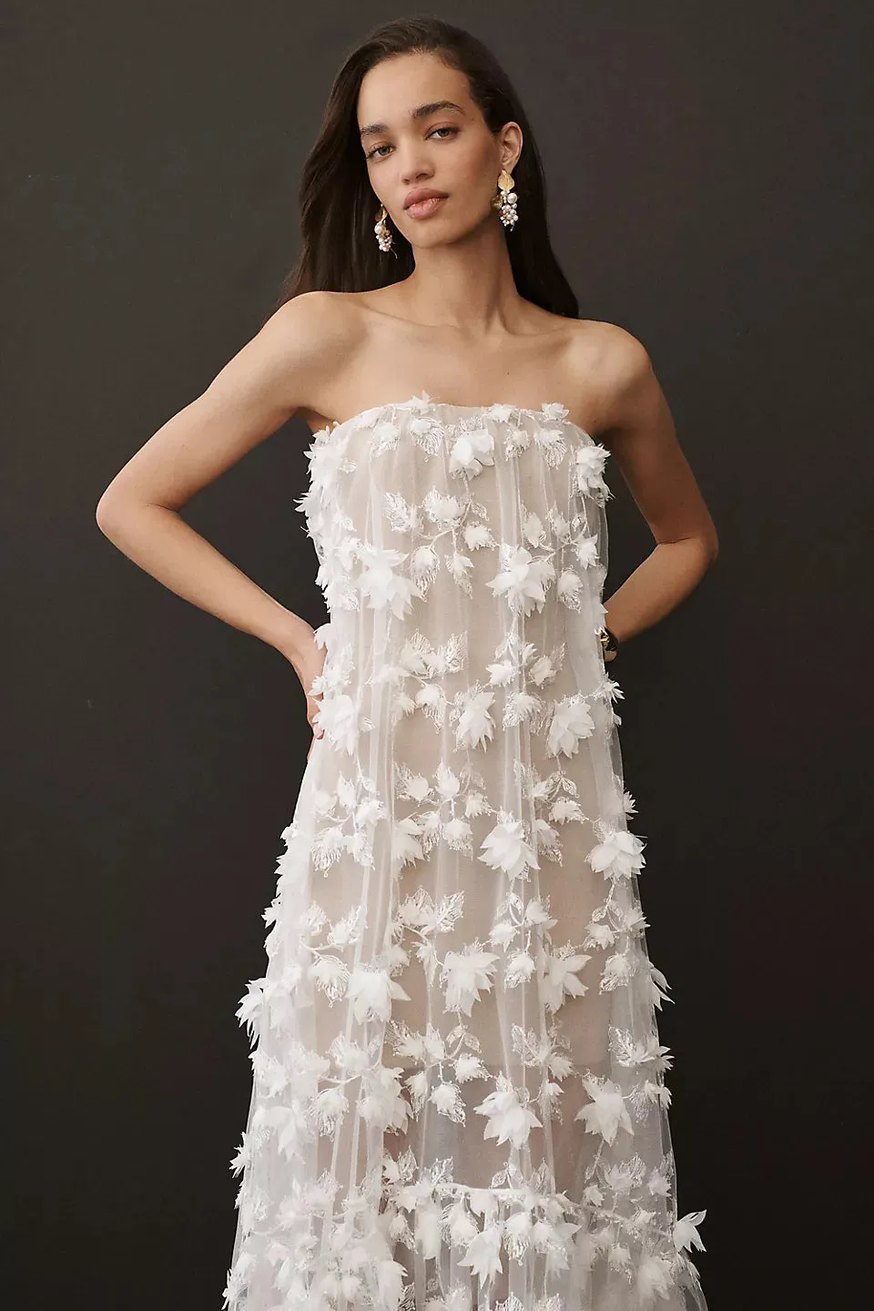 Athena Strapless Sheer Midi Dress - Image 3