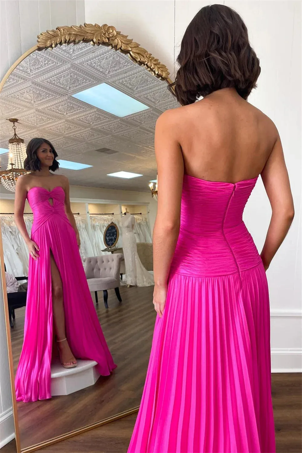 Strapless Chiffon Prom Dresses Mermaid Wedding Dress Elegant Sleeveless Floor-Length Side Split Vestidos De Fiesta - Image 2