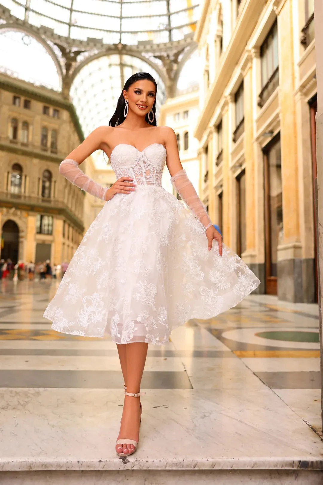 Cocktail Corset Strapless Vestido De Novia Bow Satin Bridal Gown Skirt Wedding Dress Court Train Dress - Image 7