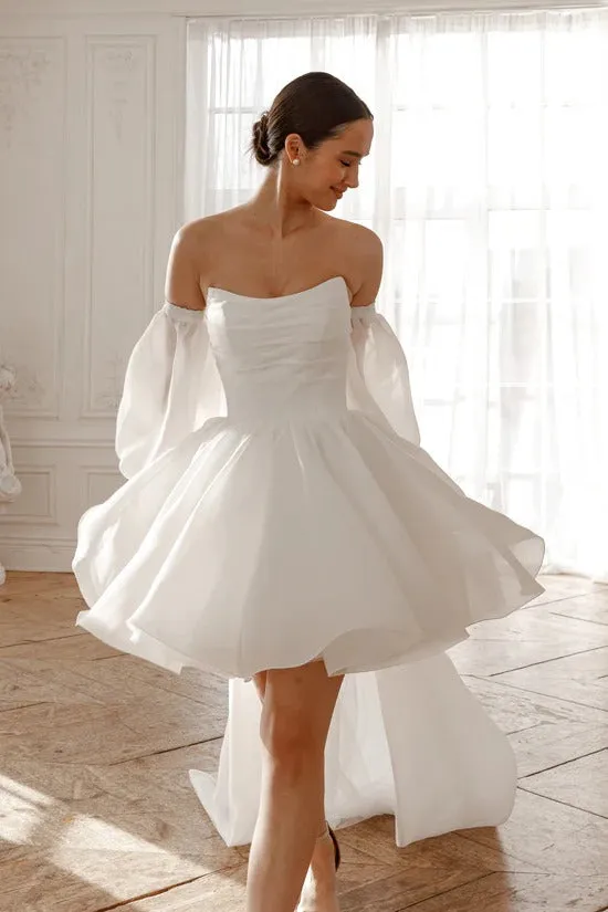 Modern Vestido De Novia Wedding Dress Strapless Princess Bow Court Train Dress Mermaid Gown Satin - Image 2