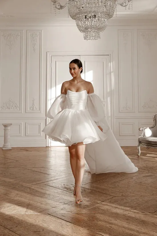 Modern Vestido De Novia Wedding Dress Strapless Princess Bow Court Train Dress Mermaid Gown Satin - Image 5