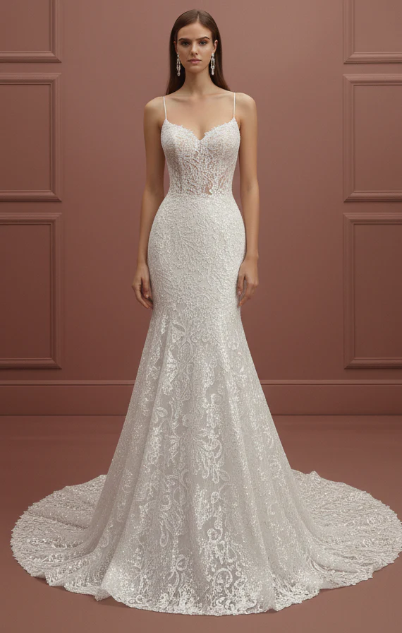 Cathedral Veil Wedding Dress Matching Long Lace Set Bridal - Image 2