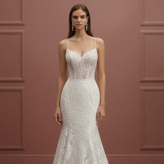 Cathedral Veil Wedding Dress Matching Long Lace Set Bridal - Image 4