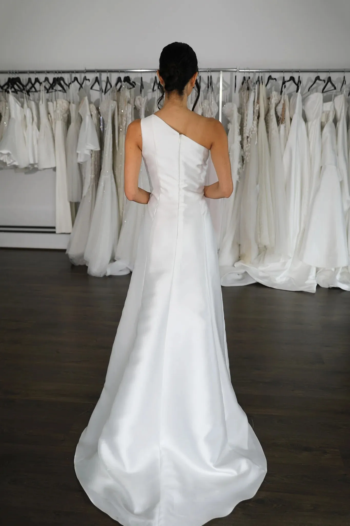 Narrow A-Line Style Skirt Vestido De Novia Wedding Dress Bridal Gown Skirt Bow Satin Court Train Dress - Image 2