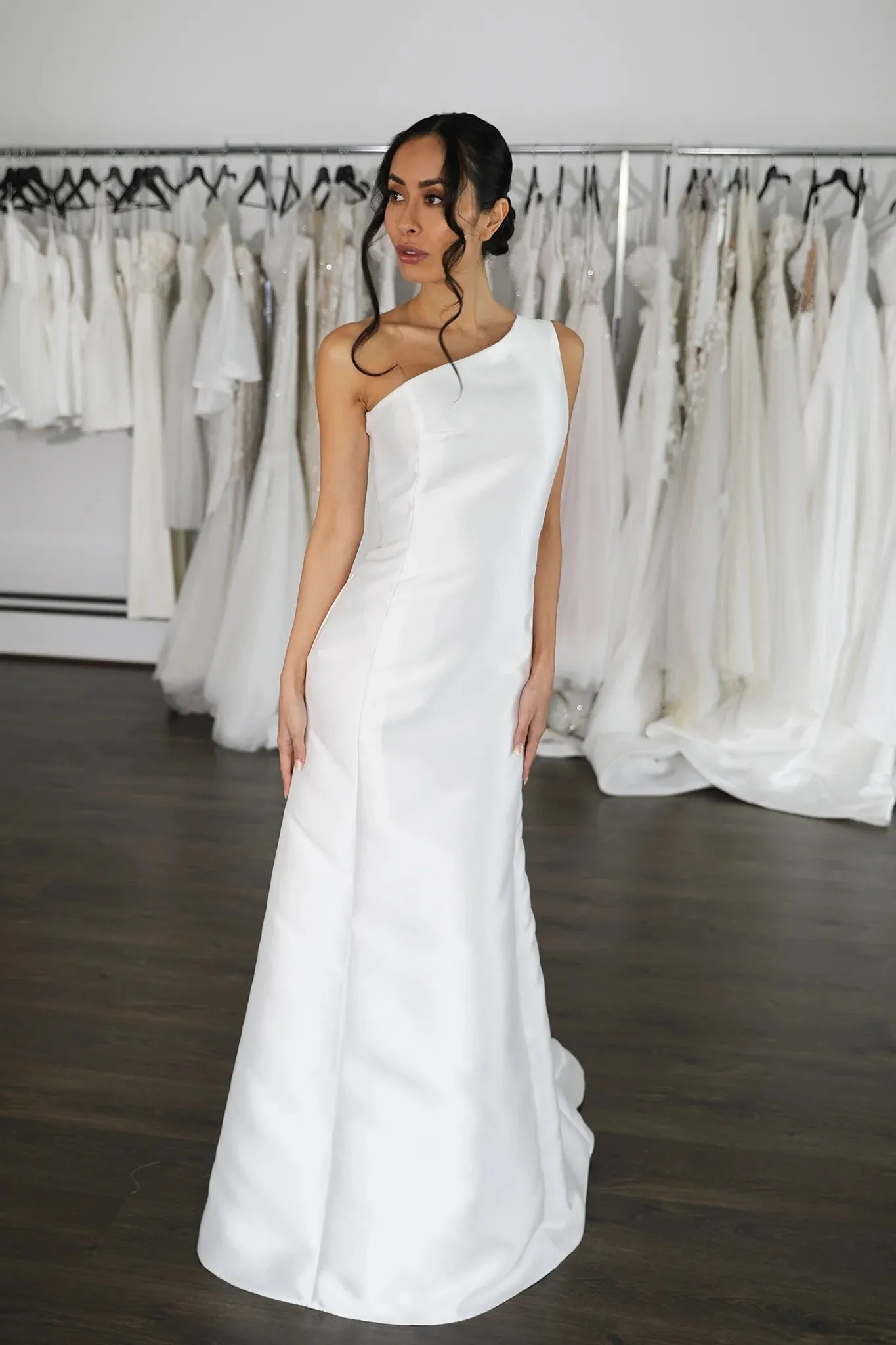 Narrow A-Line Style Skirt Vestido De Novia Wedding Dress Bridal Gown Skirt Bow Satin Court Train Dress - Image 3